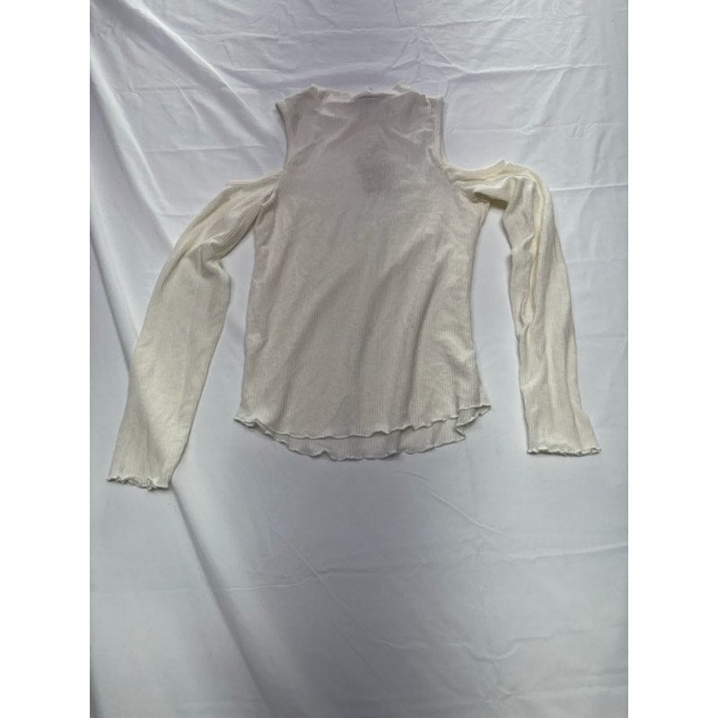 American Rag Cold-Shoulder Mock-Neck Top Long Sleeve Egret Juniors Size XS