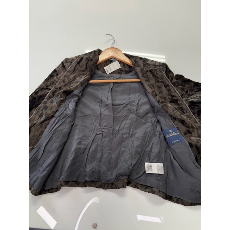Brooks Brothers Faux Calf Hair Animal Print Jacket Brown/Black Womens Size 8
