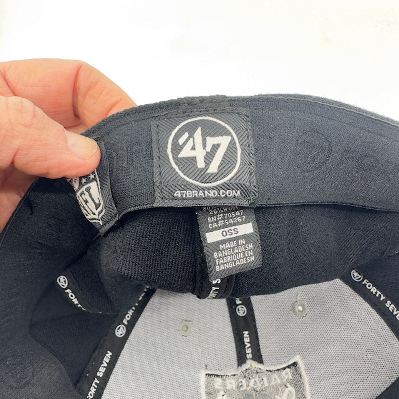 47 Brand Mens Las Vegas Raiders Team Logo Contender OSFA Stretch Fit Black Grey