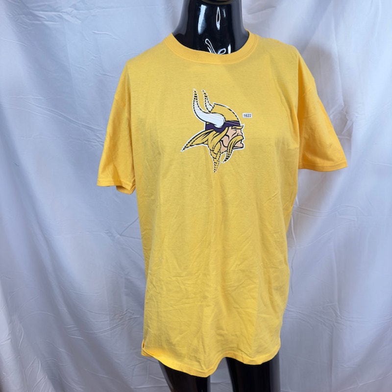 NFL Team Apparel Minnesota Vikings Slash & Dash Graphic Tee Yellow Mens XL