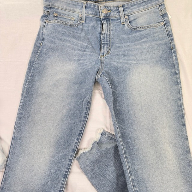 Joe's The Icon Skinny Cropped Jeans Mid Rise Raw Hem Denim Blue Womens 31