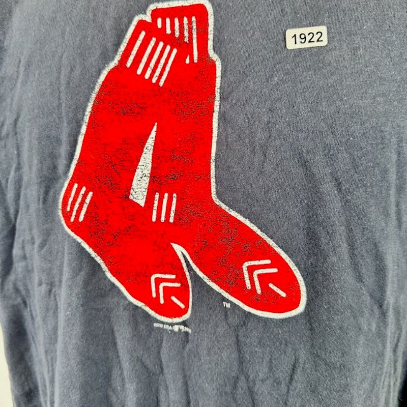 New Era MLB Boston Red Sox Cooperstown Official Logo Tee Navy Blue Mens Size XL