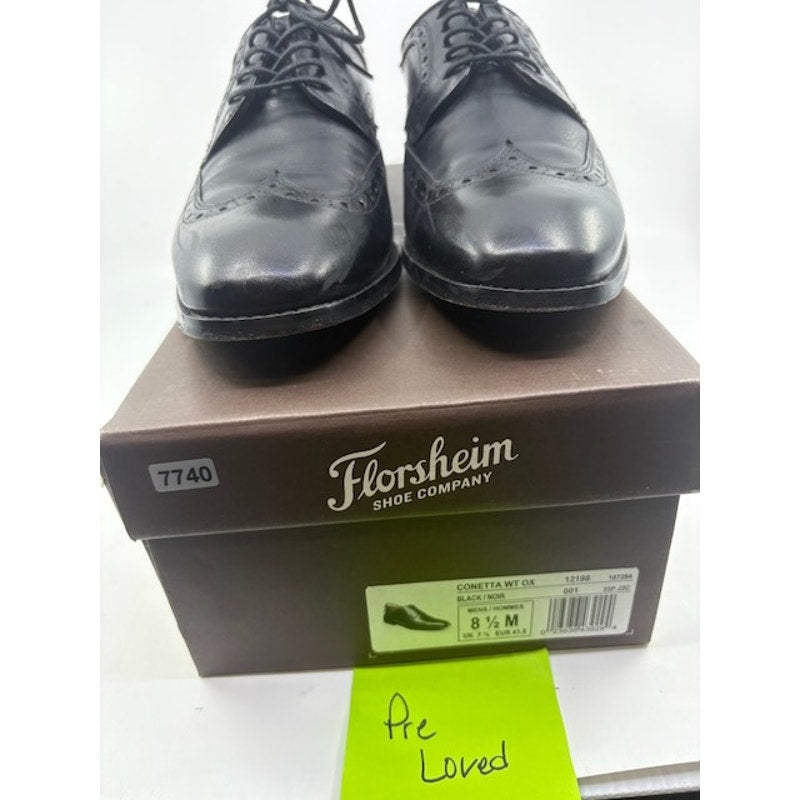 Florsheim Conetta Wingtip Leather Oxford Dress Shoes Black Mens Size 8.5 M