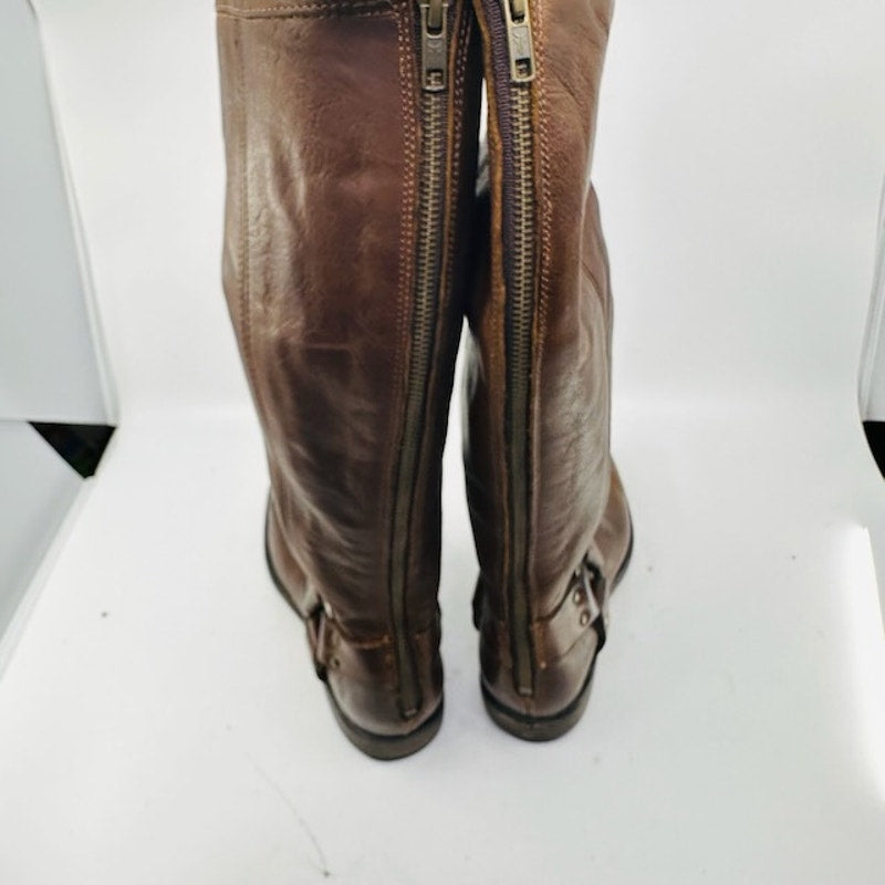 Frye Phillip Harness Riding Dress Boots 76850 Leather Brown Womens Size 6B