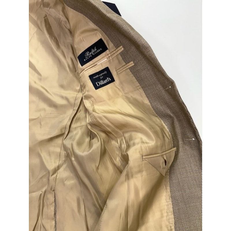 Ralph by Ralph Lauren Blazer Houndstooth Two Button Tan/Blue Mens Size 42L
