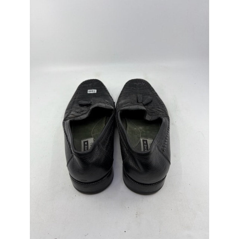 Florsheim Imperial Caiman Alligator Tass Slip On Loafer Shoes Black Mens Size 8