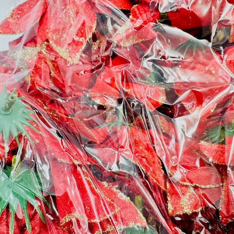 NEW 90 Pcs Christmas Glitter Poinsettia Flowers Decoration Ornaments 5 Inch Red
