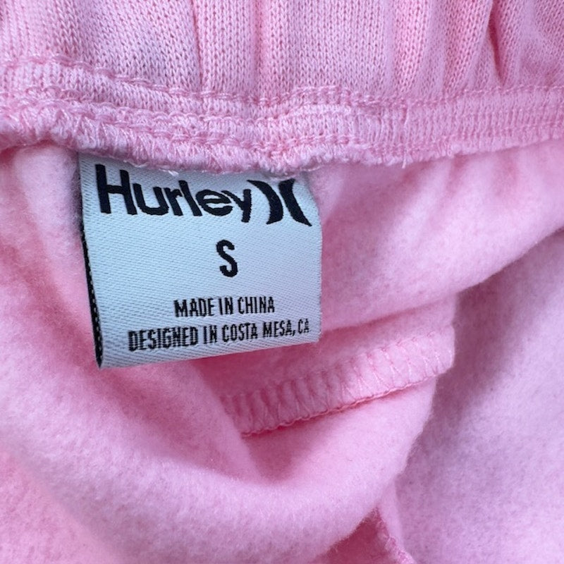 Hurley Lost Horizons Fleece Jogger Pants High-Rise Palm Tree Pink Womens Size S