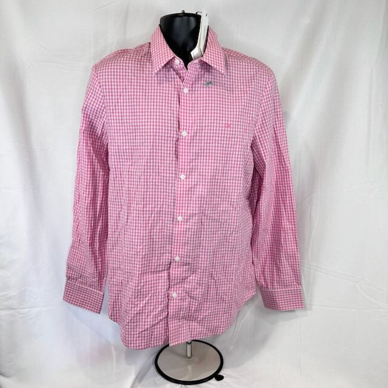 Calvin Klein Gingham Button-Up Shirt Cotton-Cashmere Pink Marshmallow Mens M