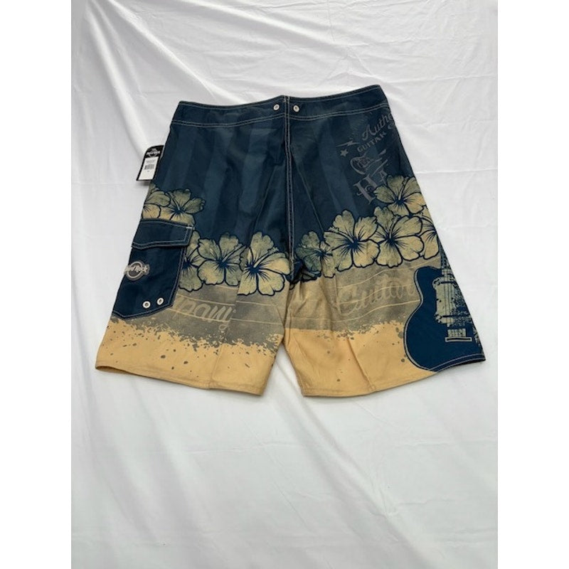 Hard Rock Hibiscus Grit Boardshorts Swim Trunks Multicolor Mens Size 32
