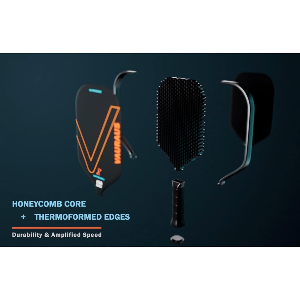 Vauruas 16mm Thick Thermoformed Fiber Pickleball Paddle Carbon Fiber Black