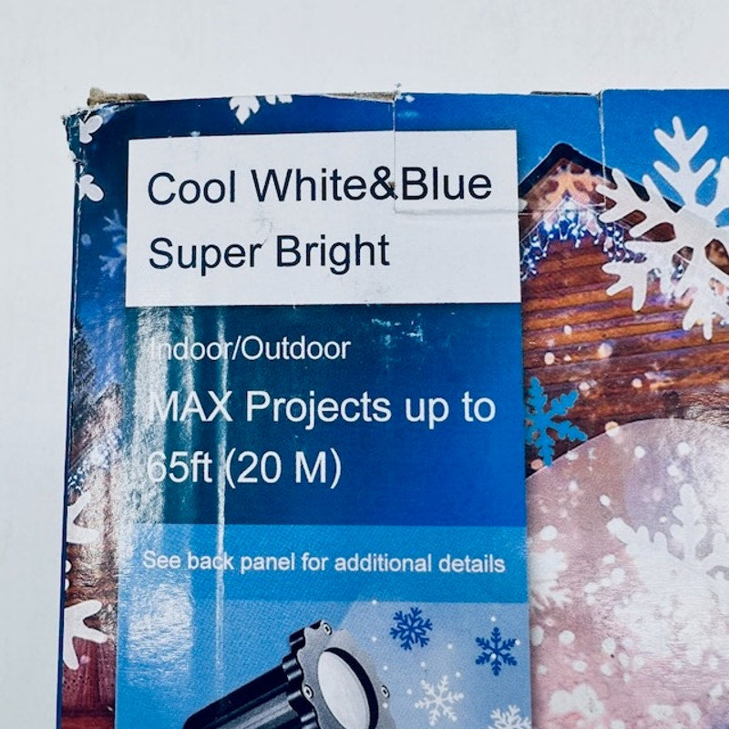 LED Projector Christmas Snowflakes In Motion Indoor/Outdoor White Blue 65ft