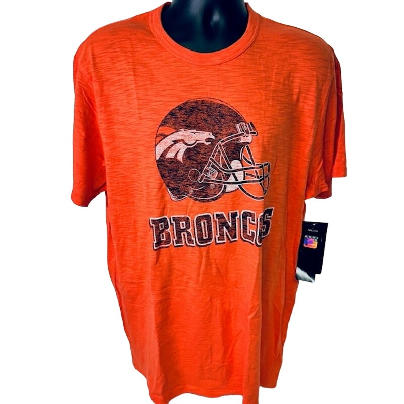 47 Brand Denver Bronchos T-Shirt Short Sleeve Graphic Print Orange Size XL