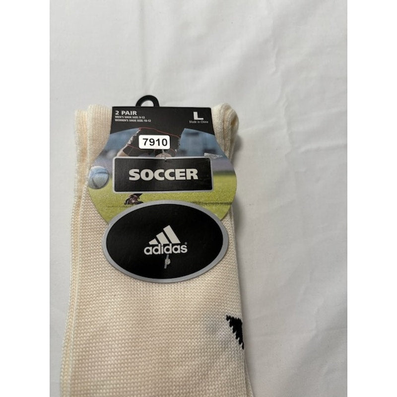 2 Pairs Adidas Soccer Socks Over The Calf White/Black Adult Size L 9-13