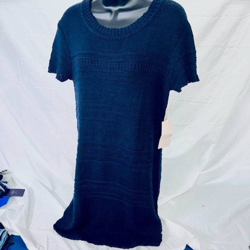Turo By Vince Camuto Tunic Sweater Short Sleeves Knit Blue Womens Small