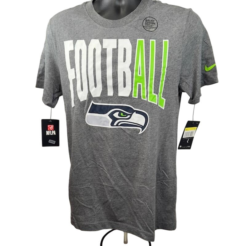Nike Seattle Seahawks Football T-Shirt Short Sleeve Crew Neck Gray Mens Size S