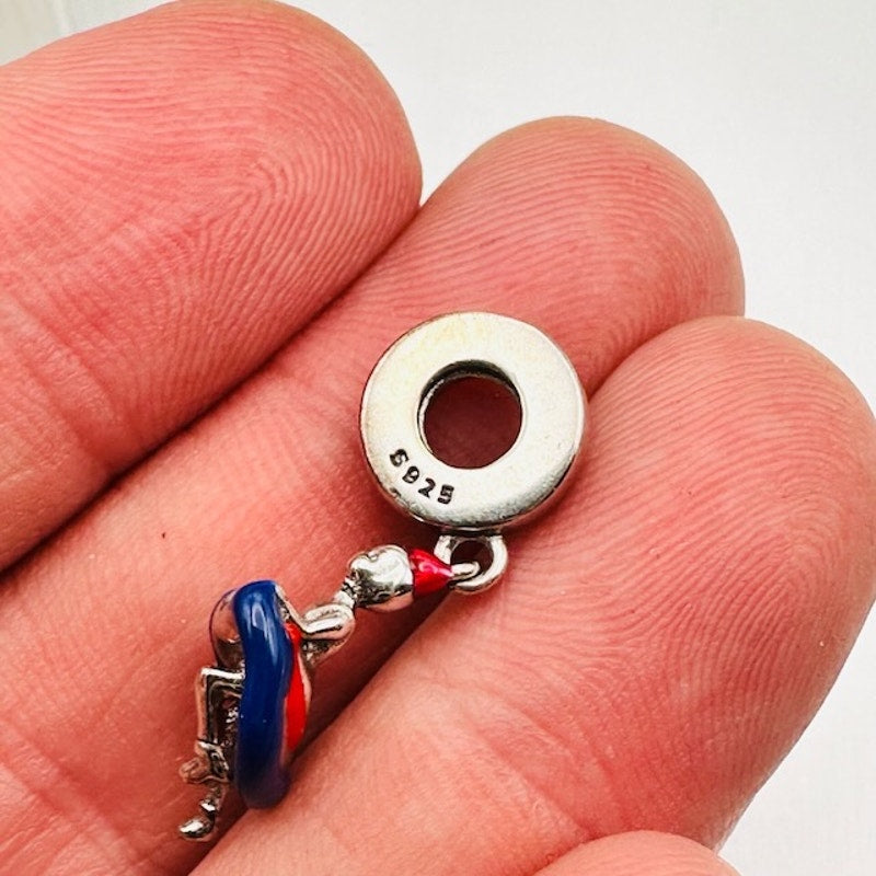 Cancan Dancer Dangle Charm Pendant 925 Sterling Silver Red Fits For Pandora