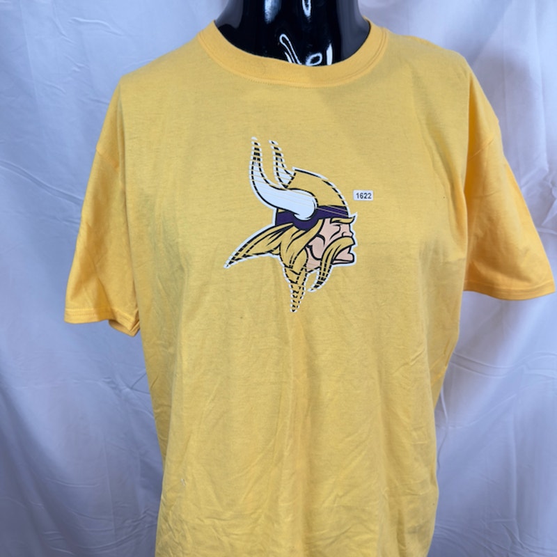 NFL Team Apparel Minnesota Vikings Slash & Dash Graphic Tee Yellow Mens XL