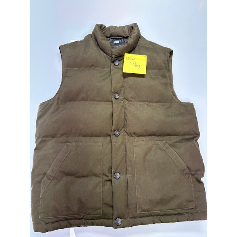Banana Republic Puffer Vest Full-Zip Button-Up Pocket Front Tan Mens Size L