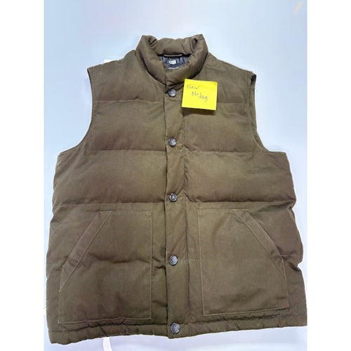 Banana Republic Puffer Vest Full-Zip Button-Up Pocket Front Tan Mens Size L