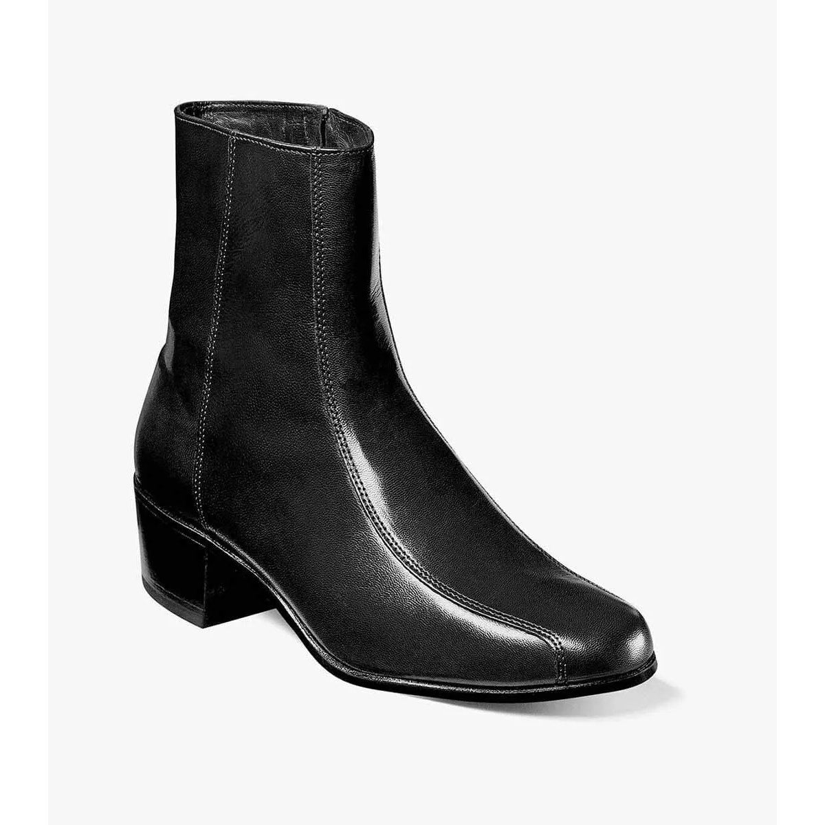 Florsheim Duke Bike Toe Zipper Boot Kidskin Leather Black Womens Size 11 D