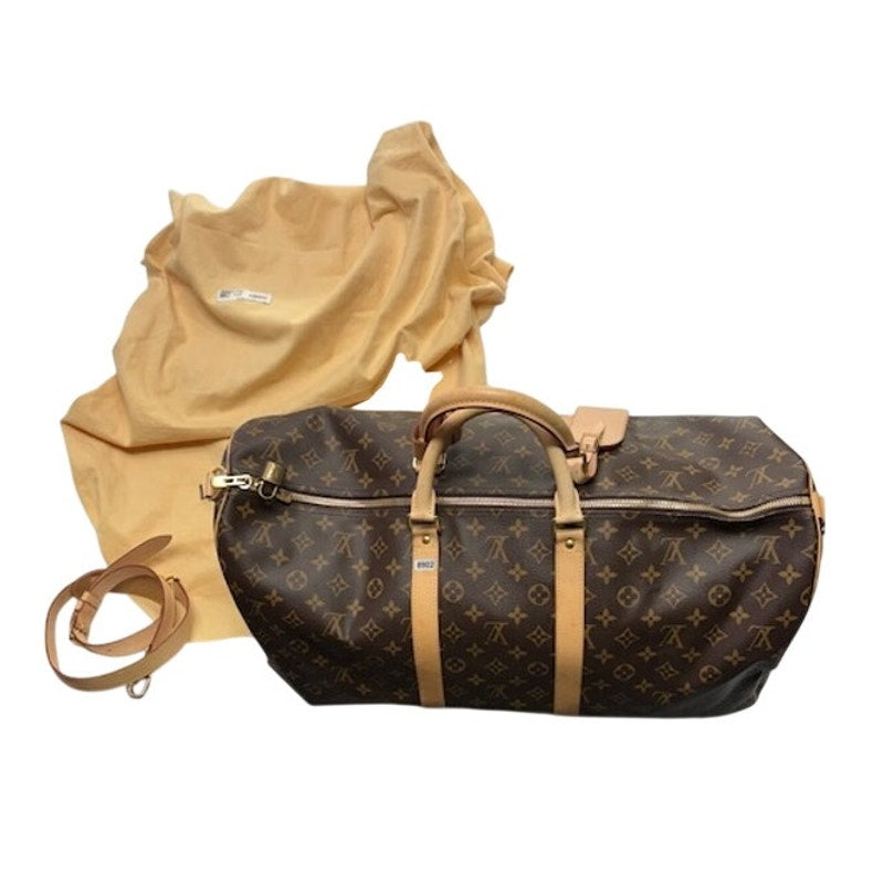 Louis Vuitton Keepall Bandouliere Monogram Duffle Travel Bag W/ Strap Brown