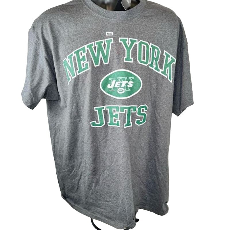Majestic NFL New York Jets Heart & Soul T-Shirt Short Sleeve Heather Gray XL