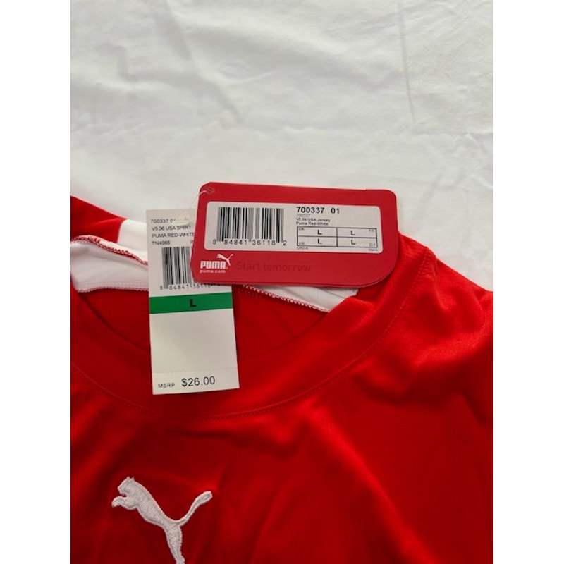 Puma VF 16 USA Jersey Shirt Embroidered Logo Short Sleeve Red Mens Size L