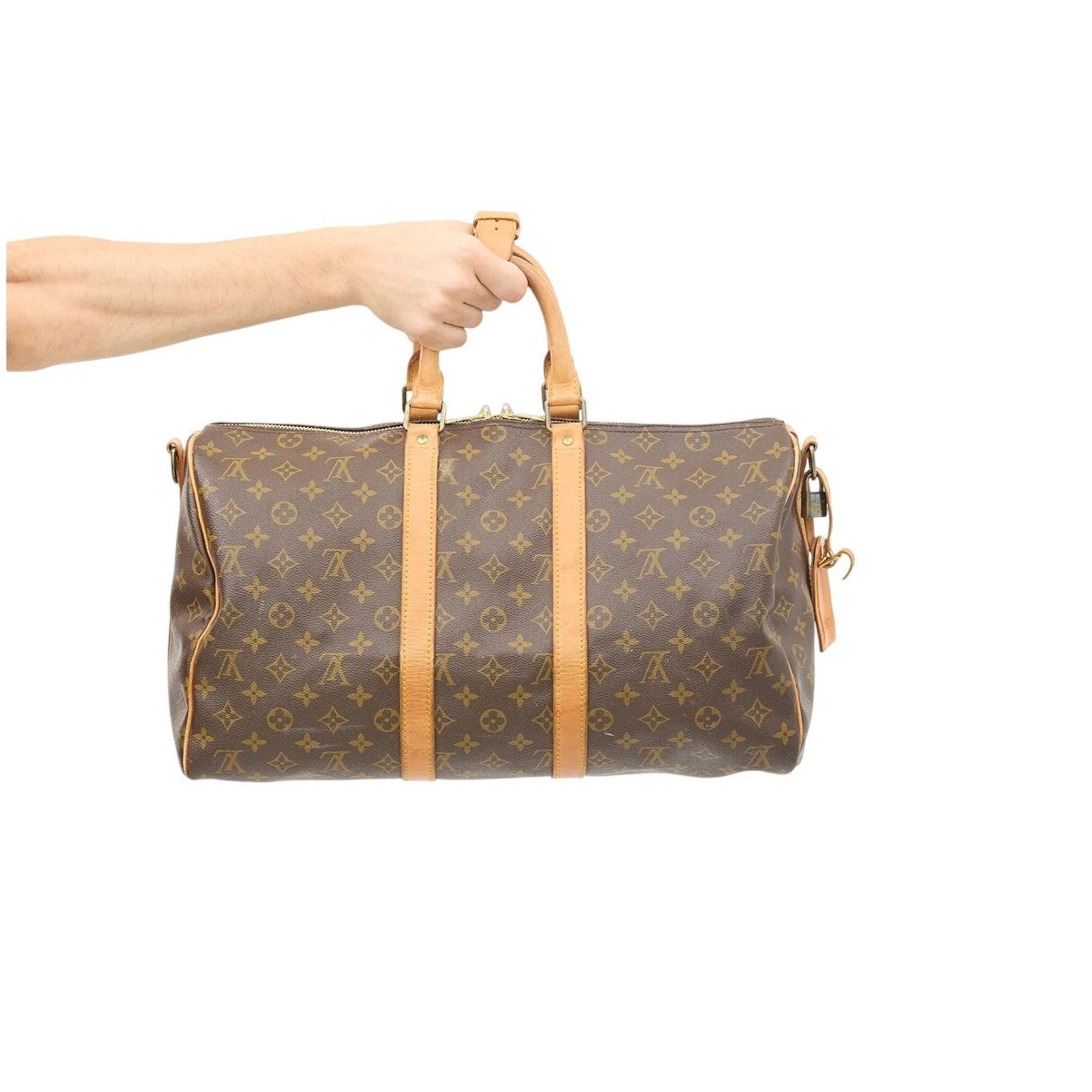 Louis Vuitton Keepall Bandouliere Monogram Duffle Travel Bag W/ Strap Brown