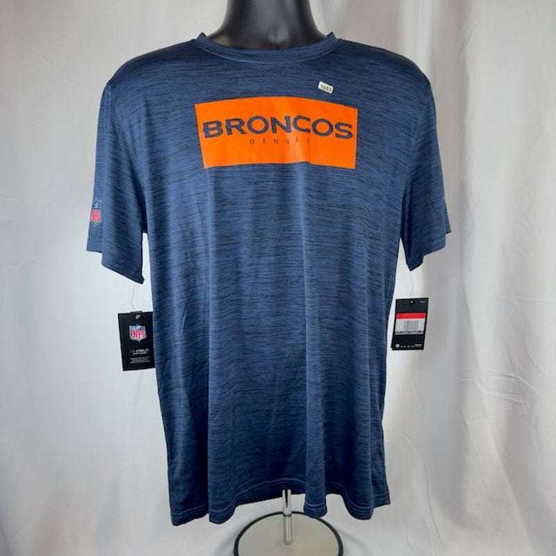 Nike NFL Nike Denver Broncos Training Performance T-Shirt Navy Blue Mens Size L