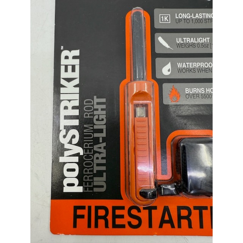 Exotac polySTRIKER XL Fire Starter Waterproof With Lanyard Orange/Black