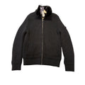 Prada Faux-Fur Collar Cardigan Knit Sweater Full-Zip Black Mens Size 56 EU