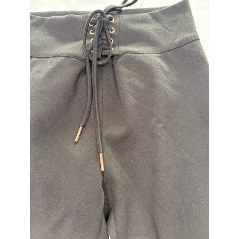 Material Girl Leggings Lace Up Waist Stretch Pants Black Womens Size XS