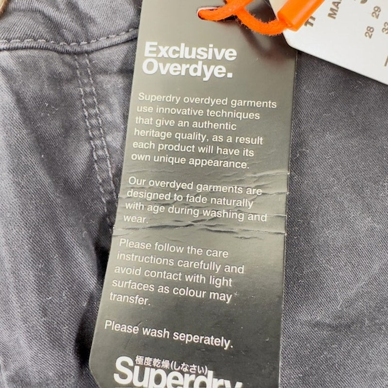 Superdry International Chino Shorts Flat Front Canvas Midnight Navy Mens 38