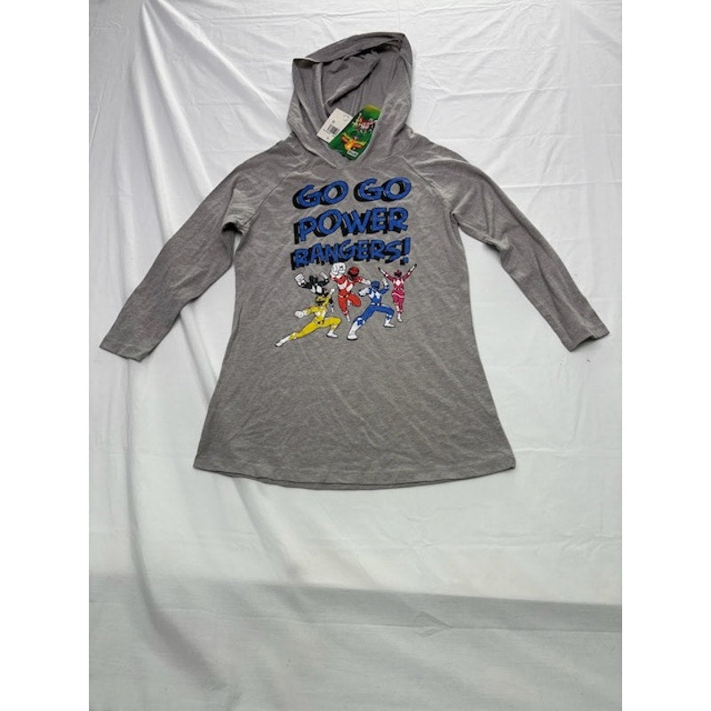 Mighty Morphin Power Rangers Go Go Graphic Hoodie Shirt Heather Gray Size S