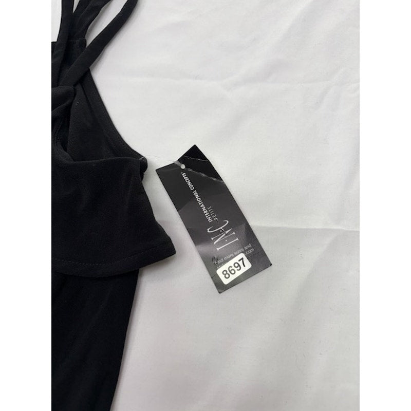 INC International Concepts Petite Ruffle Cami Top Black Womens Size P/P