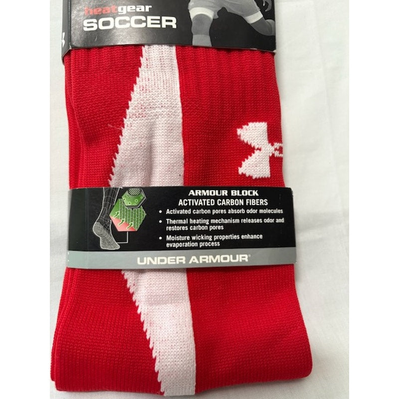Under Armour HeatGear Soccer Socks Over The Calf Red/White Adult Size L
