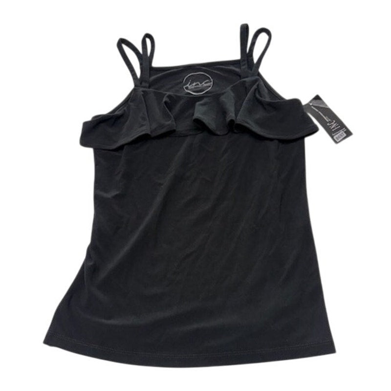 INC International Concepts Petite Ruffle Cami Top Black Womens Size P/P