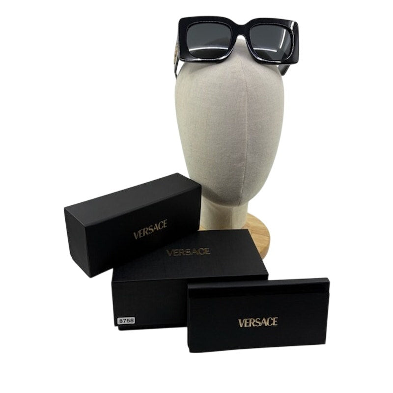 Versace Sunglasses Square Frame Gold Logo Designer Luxury Black Womens OS