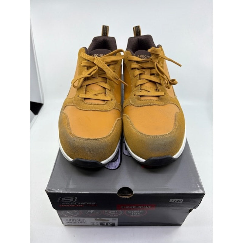 Skechers Uno SR Kolen Comp Toe Shoes Slip-Resistant Lace-Up Wheat Mens Size 12