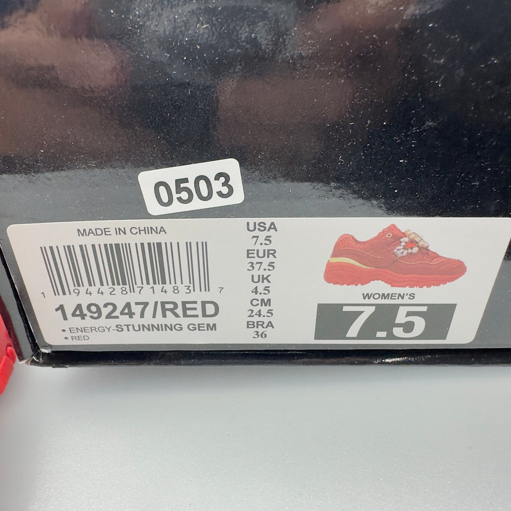 Skechers Womens Energy Stone G Trainers Low Top Sneakers Red Size 7.5