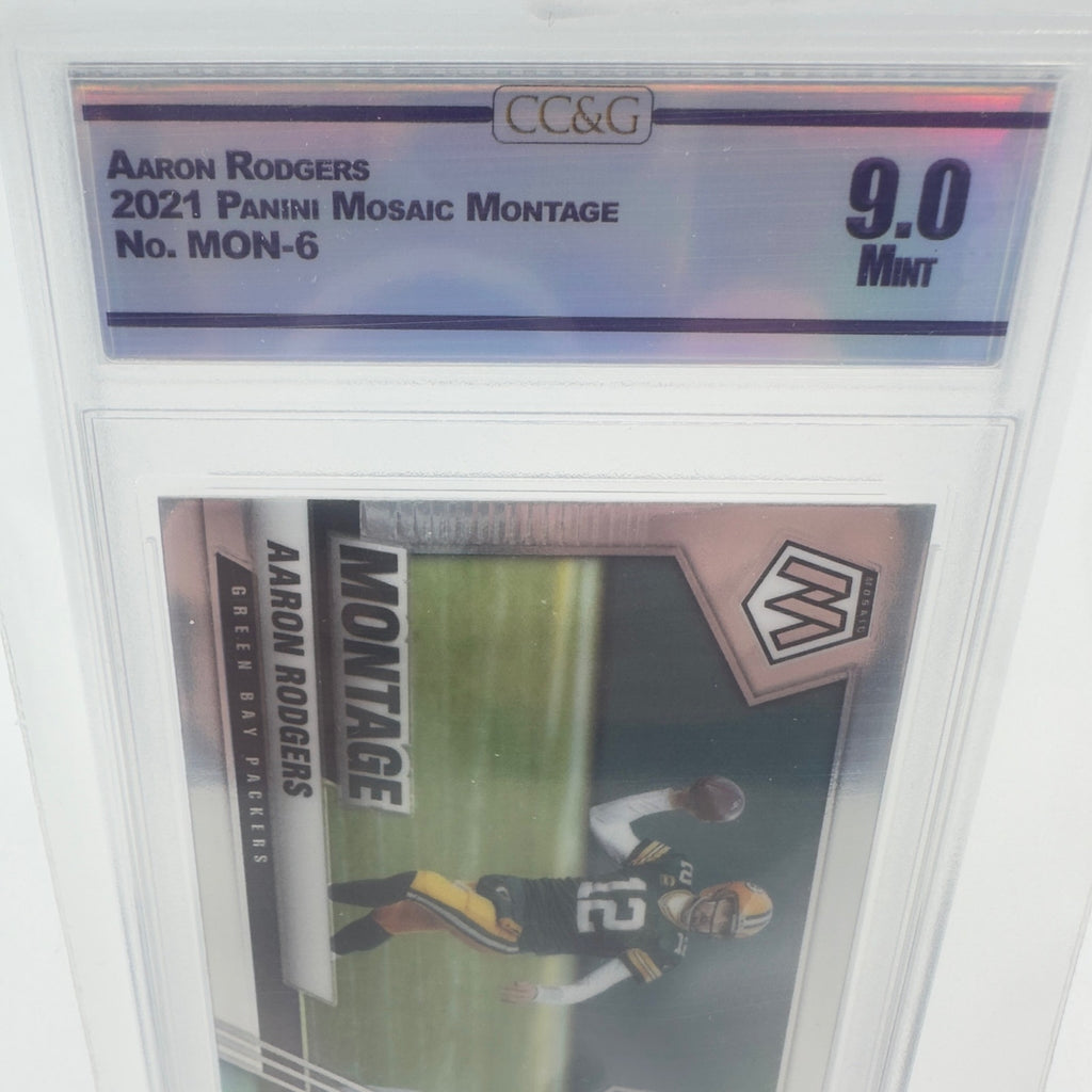 2021 Panini Mosaic Montage Football Aaron Rodgers Packers MINT Grade 9