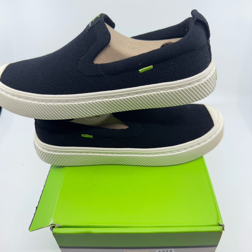 Cariuma Unisex Ibi Slip-On Casual Sneaker Shoes Round Toe Black Knit Size 4/5.5