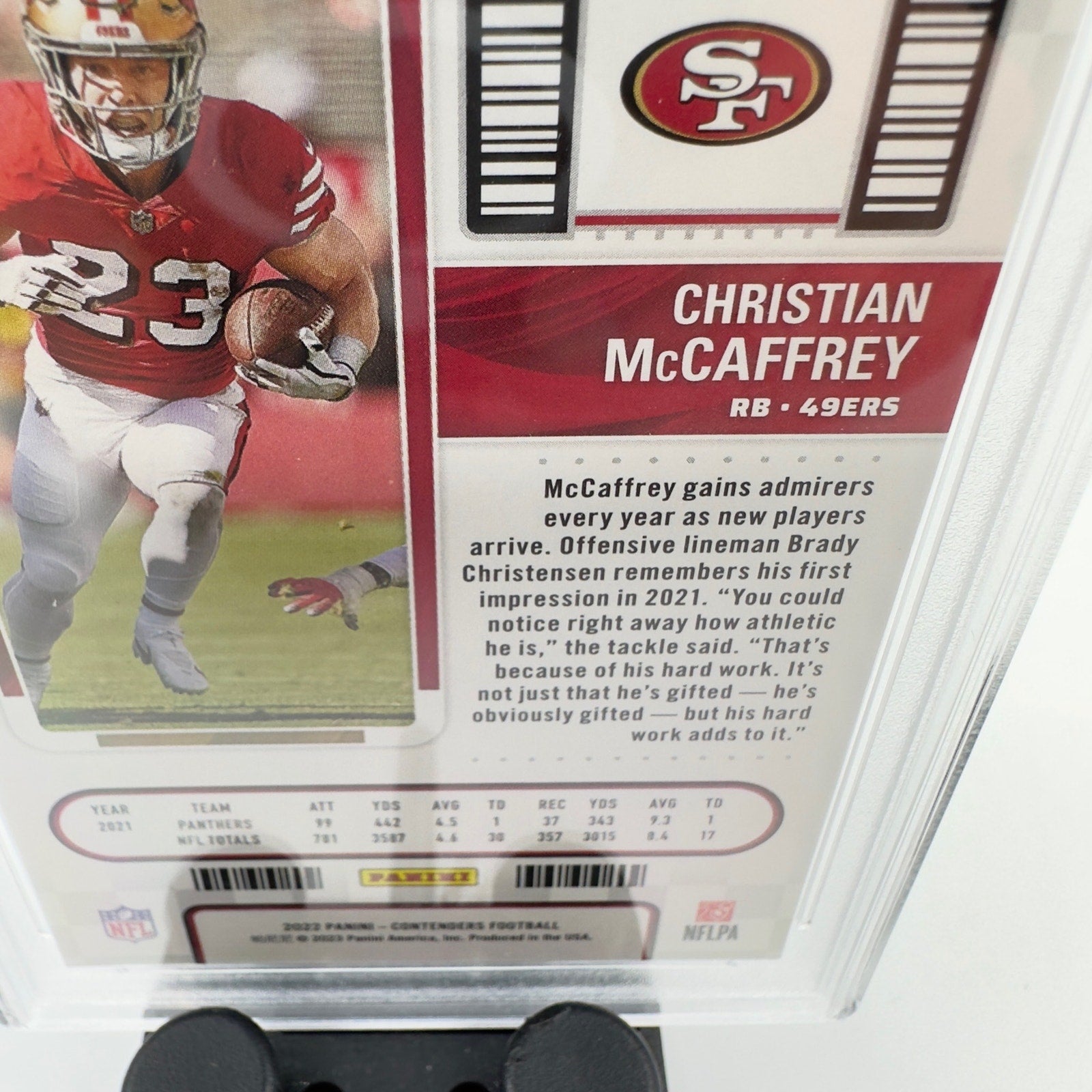 2022 Panini Contenders Season Ticket #15 Christian McCaffrey SF 49ers - Graded
