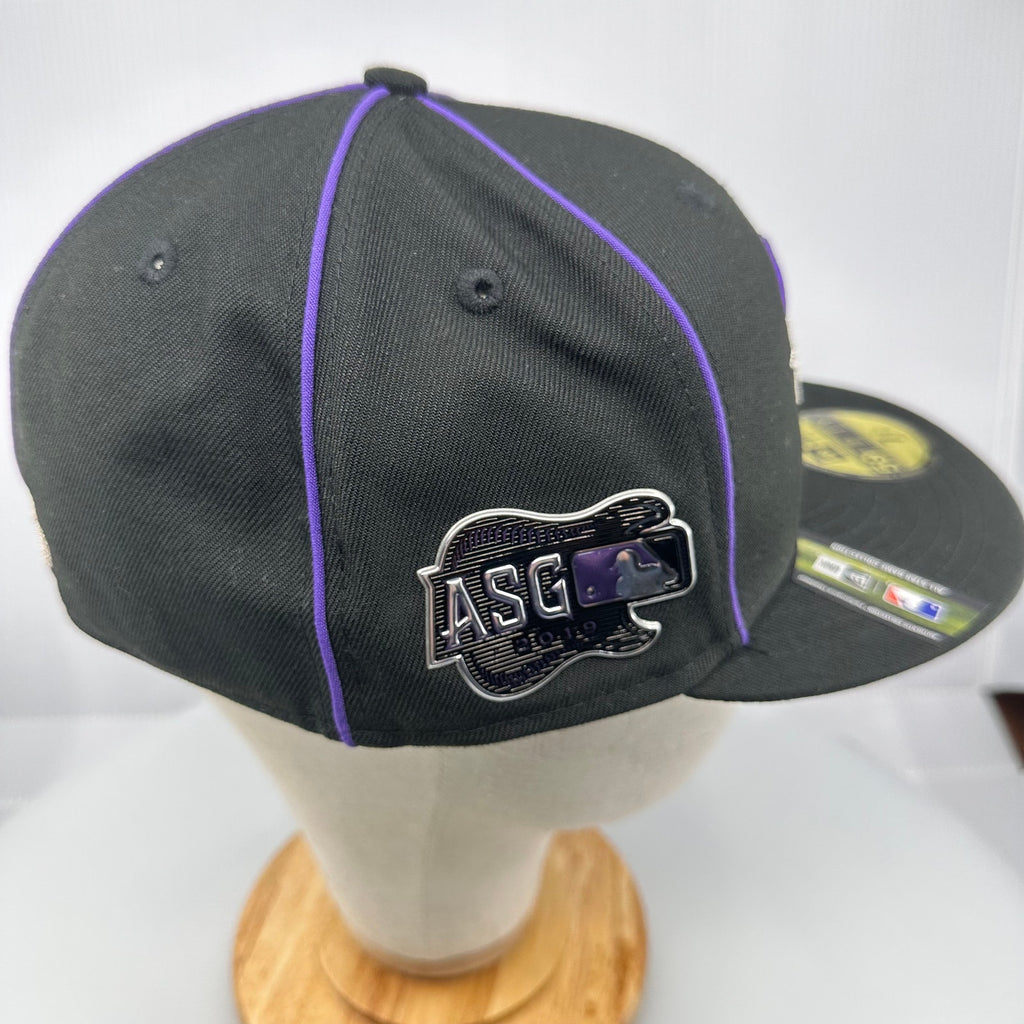 New Era Men's Fitted Hat 59Fifty Colorado Rockies Official On Field Black 7 3/8