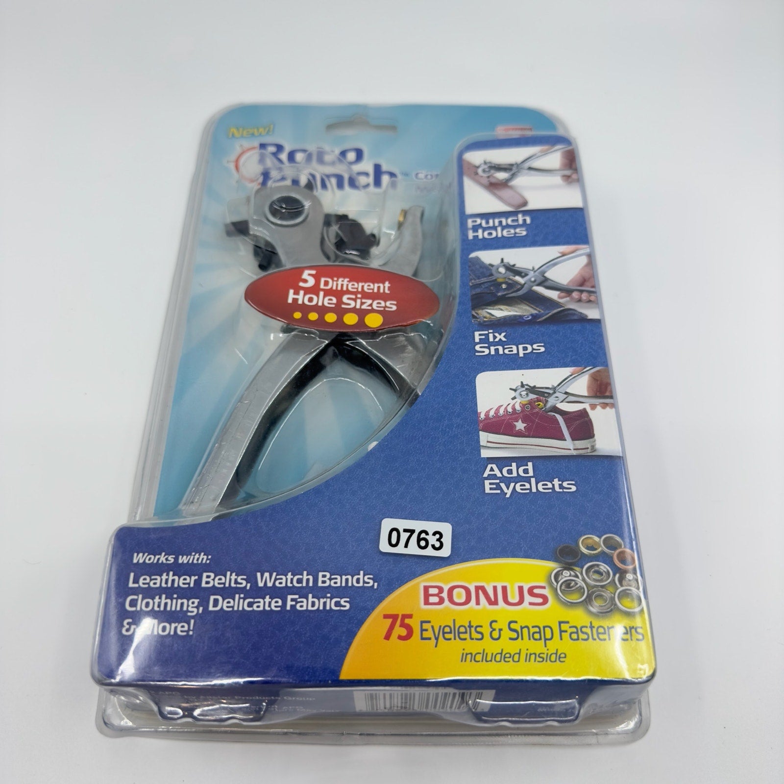ROTO PUNCH Complete Home Mending Solution 5 Different Hole Sizes 75 Eyelets