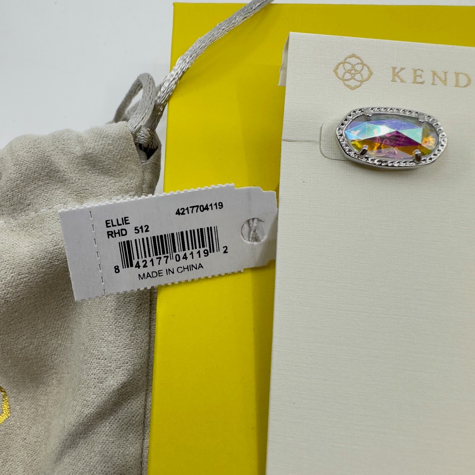Kendra Scott Ellie Golver Stud Earrings Silver Lilac Abalone Oval Shaped