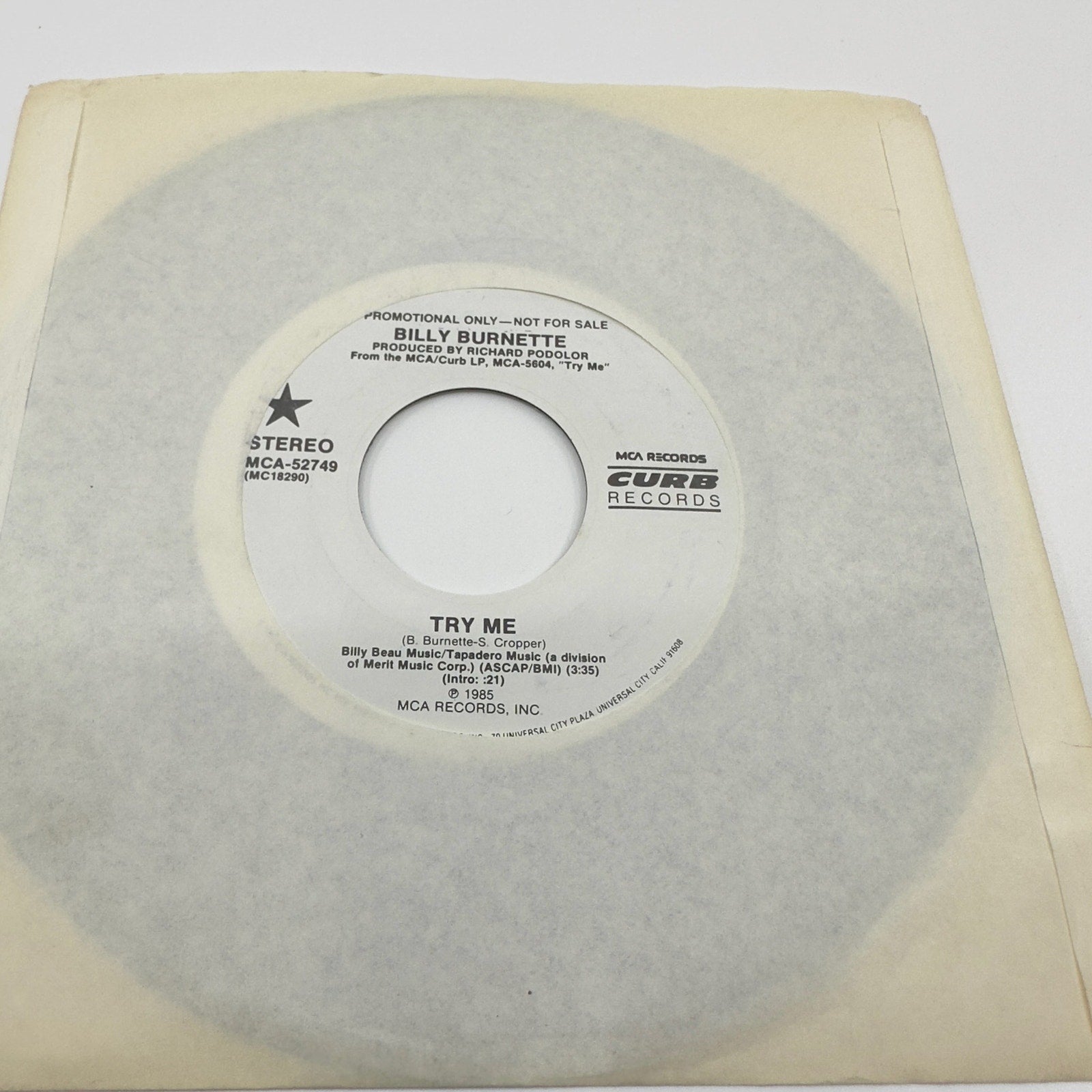 Billy Burnette 1985 Vinyl Record Try Me - LP, Vinyl Records