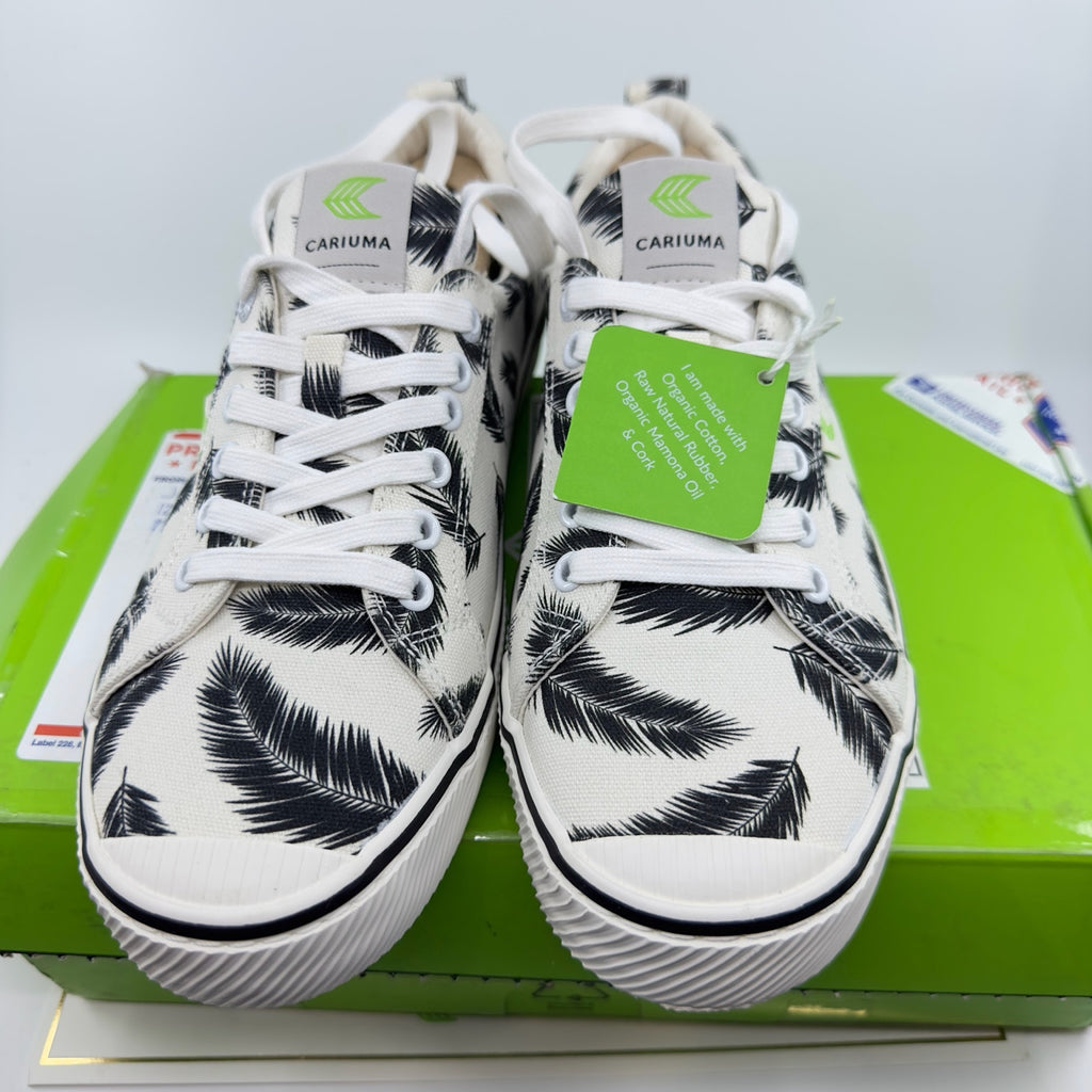 Cariuma Oca Low Top Palm Trees Sneaker Casual Shoes Off White Black Size 9.5/11
