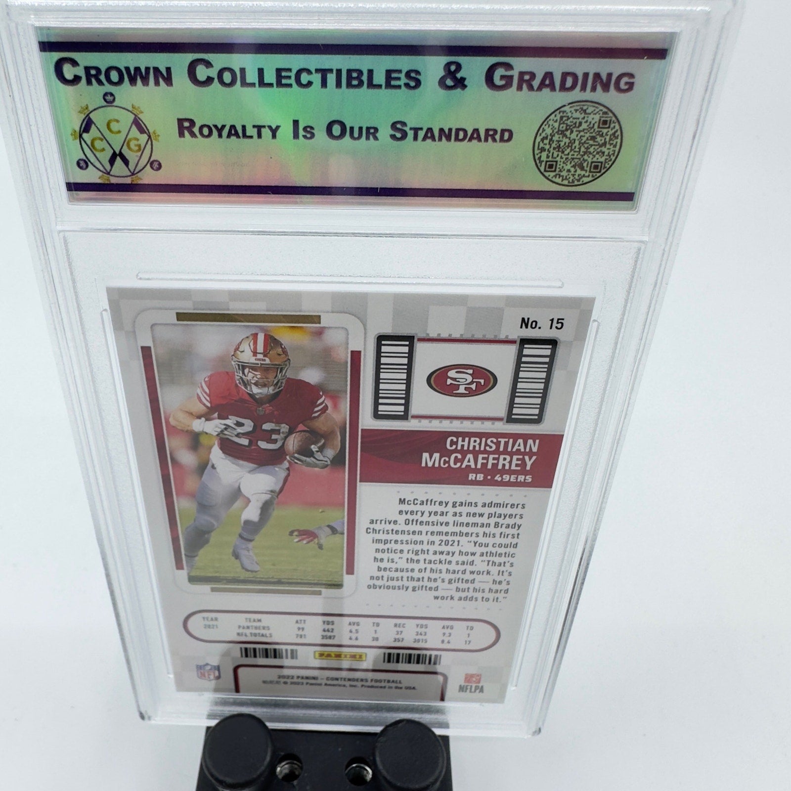 2022 Panini Contenders Season Ticket #15 Christian McCaffrey SF 49ers - Graded